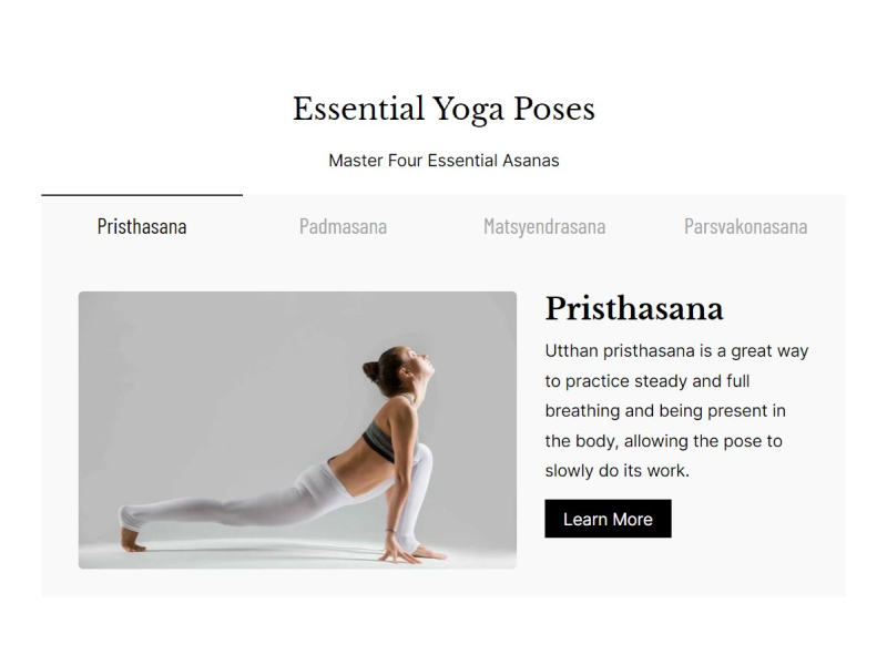 Content Tabs with Yoga Poses